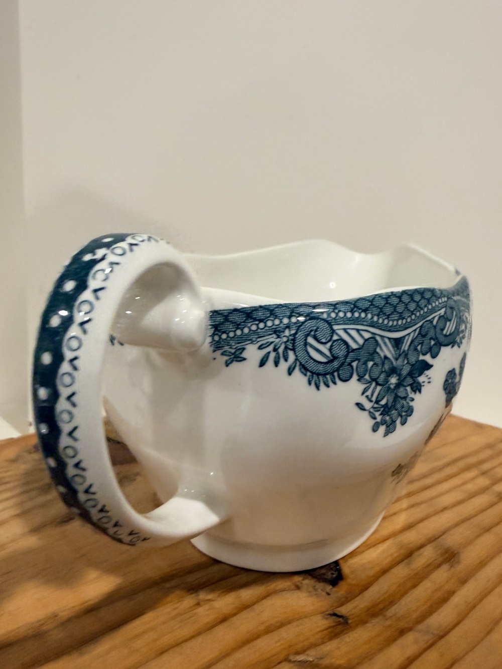 Enoch Wedgwood Artistic Pheasants Blue Transferware Gravy Boat England - Picture 7 of 8